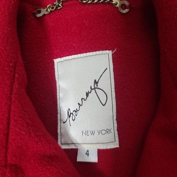 Vintage 80's 90's Barraza Red Wool Double Breasted Peacoat - Picture 5 of 13